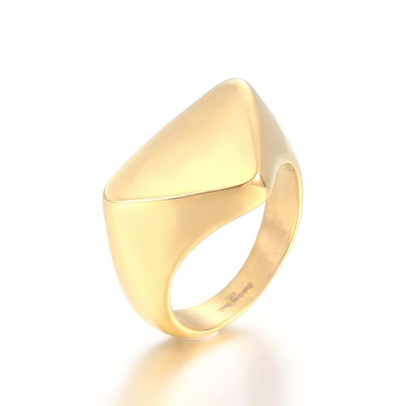 Stainless Steel Polished Thick Rings for Men Unisex Casual Triangular Pattern Female Anneaux Memorial Day Party Jewelry Gift