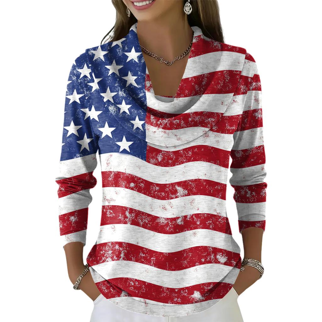 Women's Casual And Fashionable Round Neck Long Sleeved Printed Top Sweater