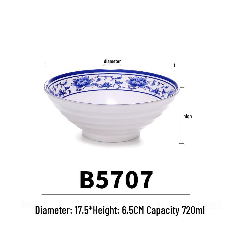 Chinese Style Blue and White Melamine Noodle Bowl