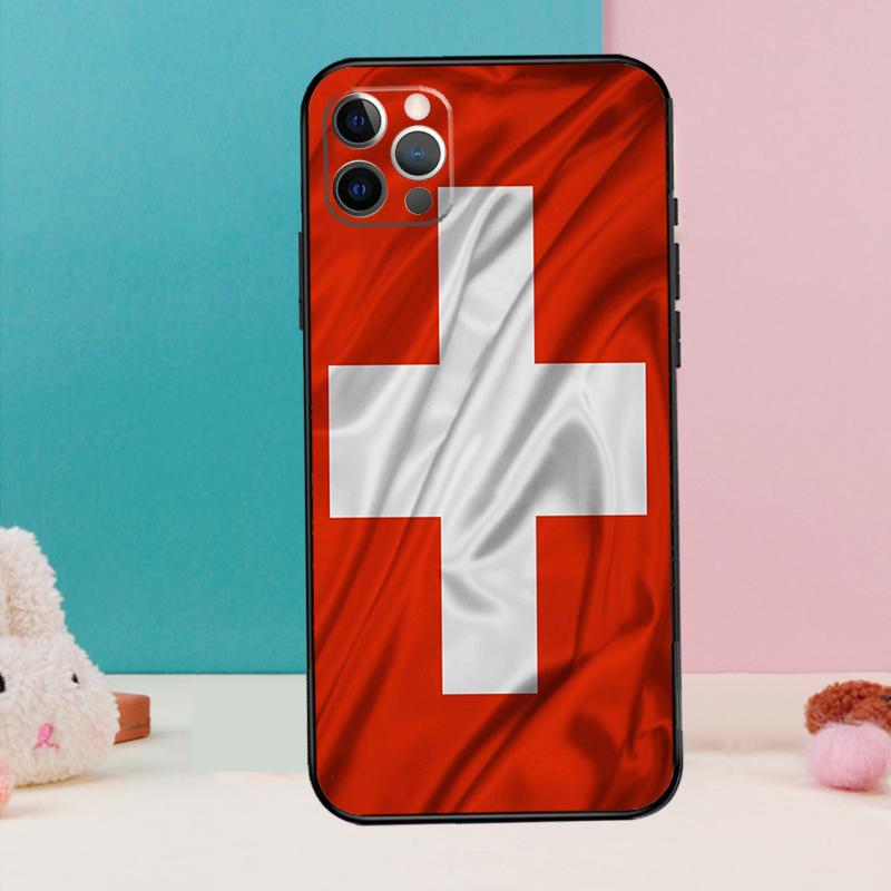 Switzerland Swiss Flag Phone Case For iPhone 17 Air 16 15 13 12 11 14 Pro Max 12 13 Mini 15 16 Plus 16e Cover Coque