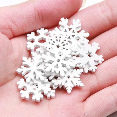50Pcs 25/35mm White Wooden Slice Christmas Snowflake Scrapbooking For Christmas Embellishment Craft DIY Handicraft Decoration