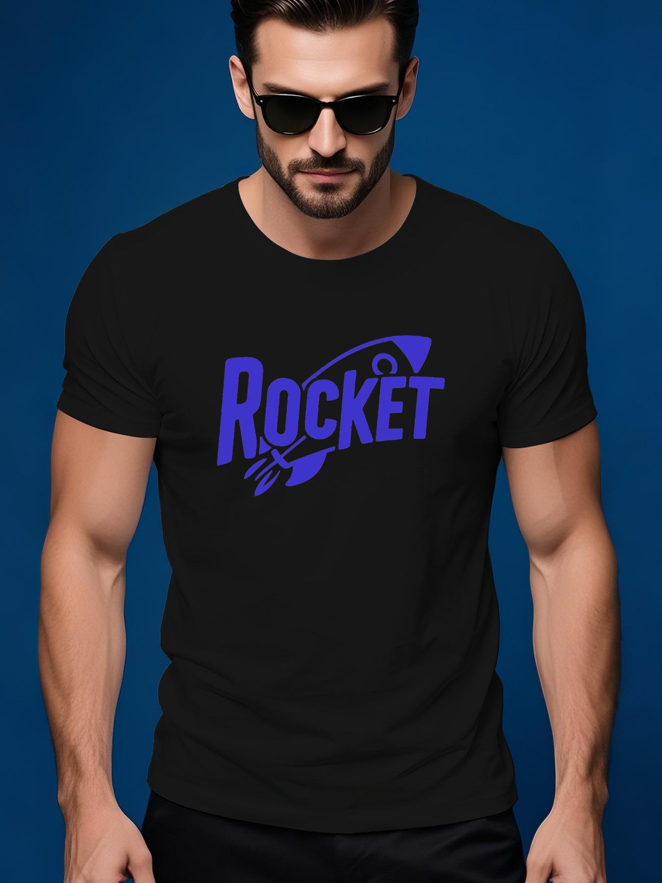ROCKET Graphic Casual Tshirt - Summer Short Sleeve Round ... S