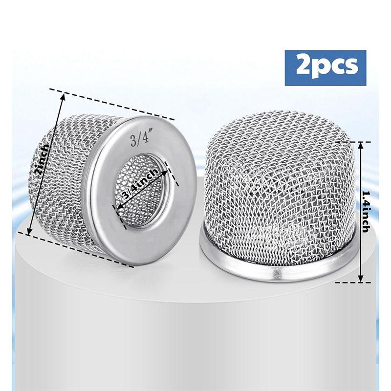 AEE4-2 PCS Air Inlet Filter Suction Cup Hose Dual Screen With 1.91 Cm NPT Thread For Airless Paint Sprayer, Pump Inlet Filter