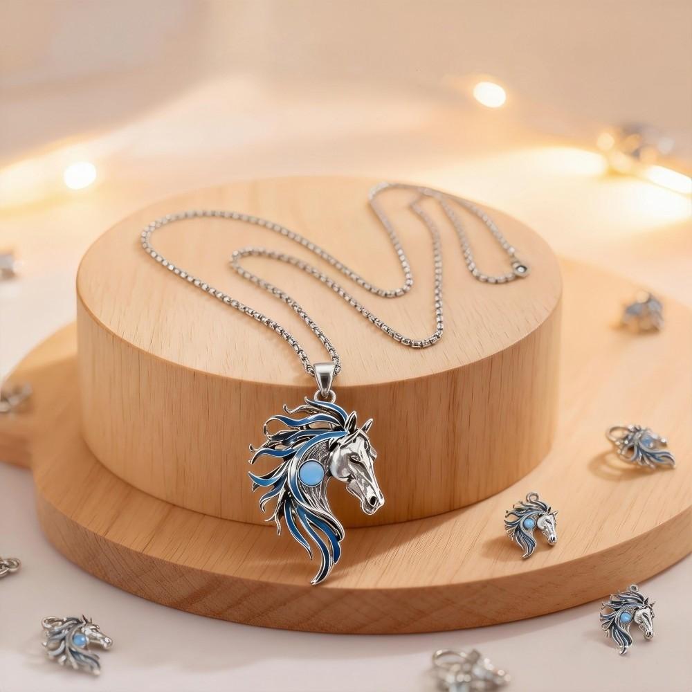 Animal Luminous Horse Pendant Zinc Zinc Alloy Glowing Necklace Vintage Hiphop Rock Couple Chain Disco