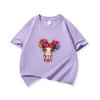 Kids Cotton T Shirt Cheerful Rainbow Hair Girl Graphic Print Crew Neck Short Sleeve Tee Casual Boys Girls Summer Tops
