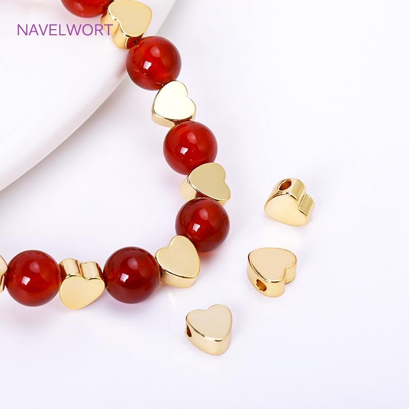 18K Vergoldete Herz-Abstandshalter Perlen Für Schmuckherstellung,Schmuckzubehör zum Perlen,Messing Lose Perlen DIY Schmuckzubehör Großhandel