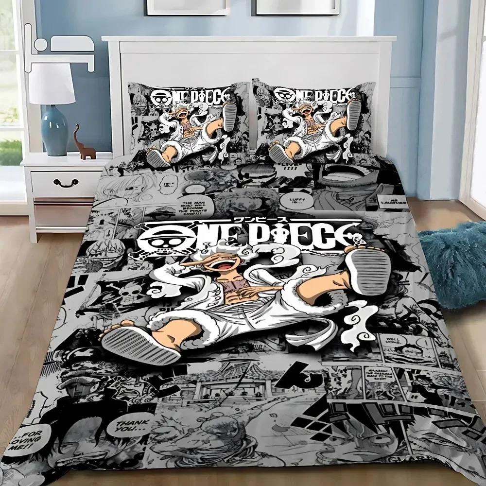 

One Piece duvet cover set, Luffy bedding set, cartoon print bedroom decoration with zipper pillowcase, luxury gift for children 240x220cm 3pcs