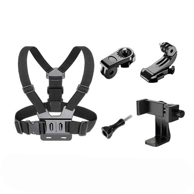 Ambiel Charm 1 set Verstelbare Telefoon Clip Houder Met Borstband Bevestigingsbeugel voor Sportcamera Mobiele Telefoon Camera Zwarte Houder Accessoire zwart