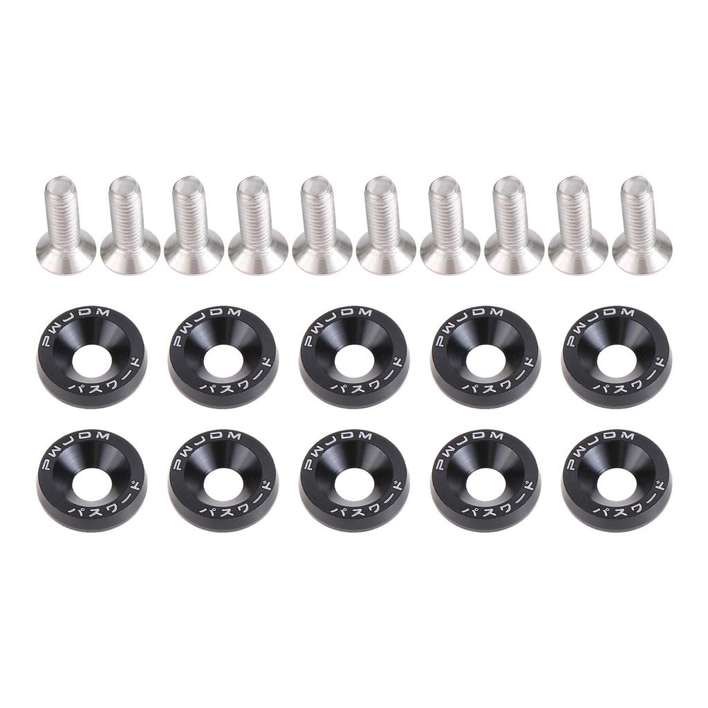 20pcs Fender Washers M6 Bolts License Plate Bumper Washers Screws Decorative Gasket Bolts Black