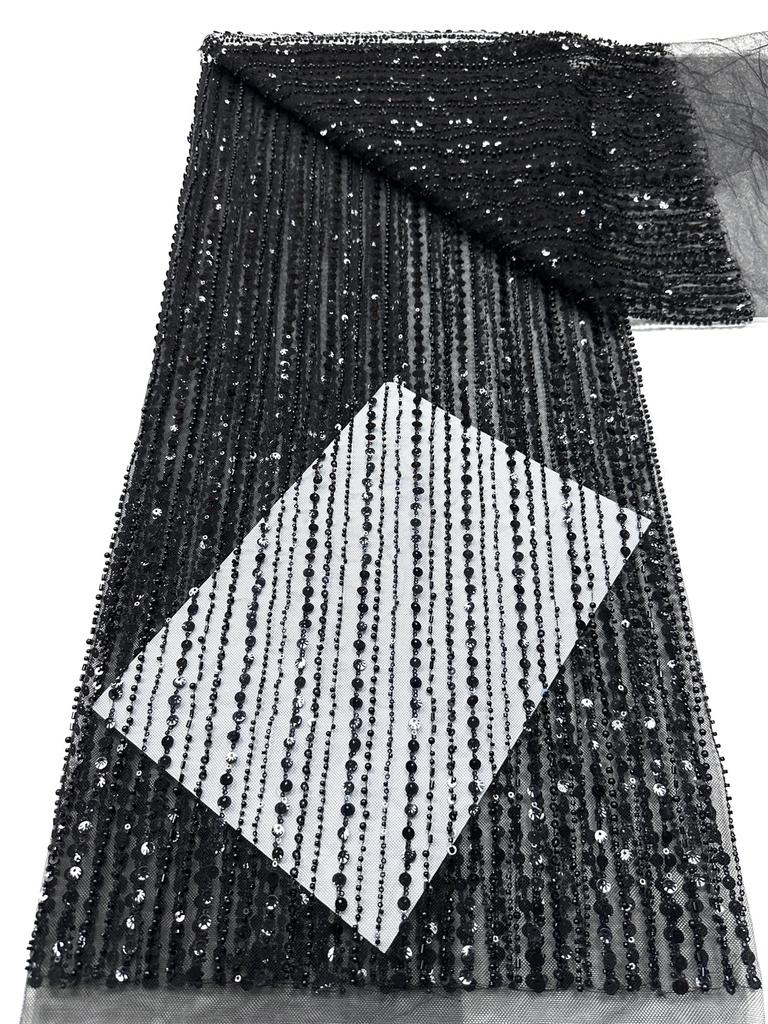 Luxury 2025 High Quality Pink African French Beaded Lace Fabric Sewing Sequins Embroidery Nigerian Lace Fabric For Women Wedding