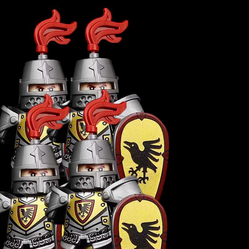 Medieval Soldier Knight Figure MOC Building Block Green Dragon Castle Infantry Orcs Pirate Roman Cavalry Weapons Toys Gifts D122