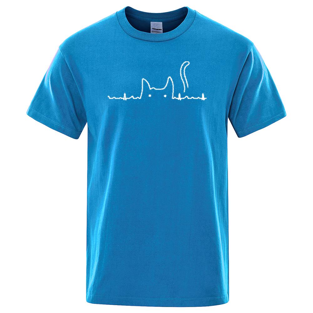 Casual Mens T Shirts Cat Cute Pritned Summer Cotton O-Neck T-shirt for Men Short Sleeve Top Tee Shirt Funny Streetwear T-shirts