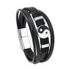 Yin Yang Bracelet Double-Layer Leather & Rope Wristband Clasp Black/White Zen Balance  for Men Women Daily Gift Accessory
