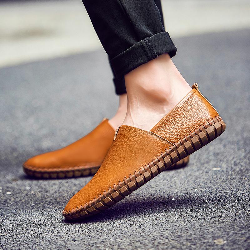 Big Size 48 49 50 Mens Driving Shoes Men Casual Loafers Handmade Leather Flats Moccasins Light Slip Male Boat Shoes