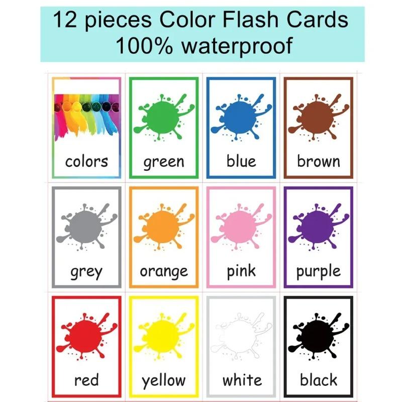 12PCS New Kids Montessori Toys English Learning Word Cards Color Flash Cards Children Colors Cognition Memory Education Toy 2026