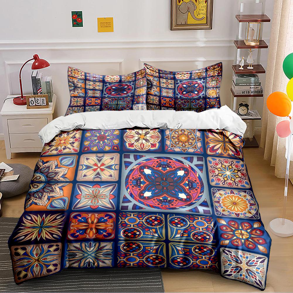 Colorful Geometric Pattern Bedding Set Bedding Set (1 Duvet Cover, 2 Pillowcases, Duvet Not Included)