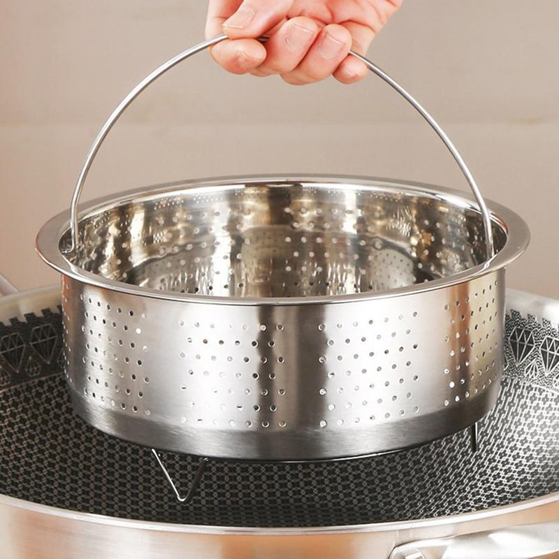 Cestello per Vapore in Acciaio Inossidabile Accessori per Pentola Stant Per Cuocitore Istantaneo Con Manico in Silicone Pentola a Pressione Cuocitore per Riso