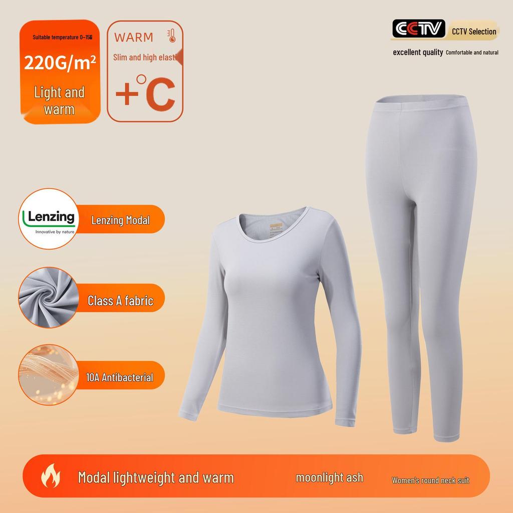 Class A Lenzing Modal 80-Count Warm Base Layer Set: Men's & Women's Autumn Heat-Generating Skinwear