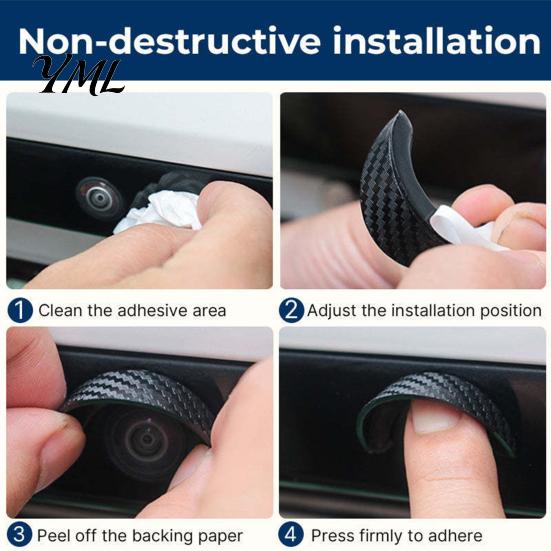 Car Backup Camera Cover Waterproof Rearview Rain Shield, Flexible PVC Lens Protector Automotive Protection with Adhesive Mount, Black Curved