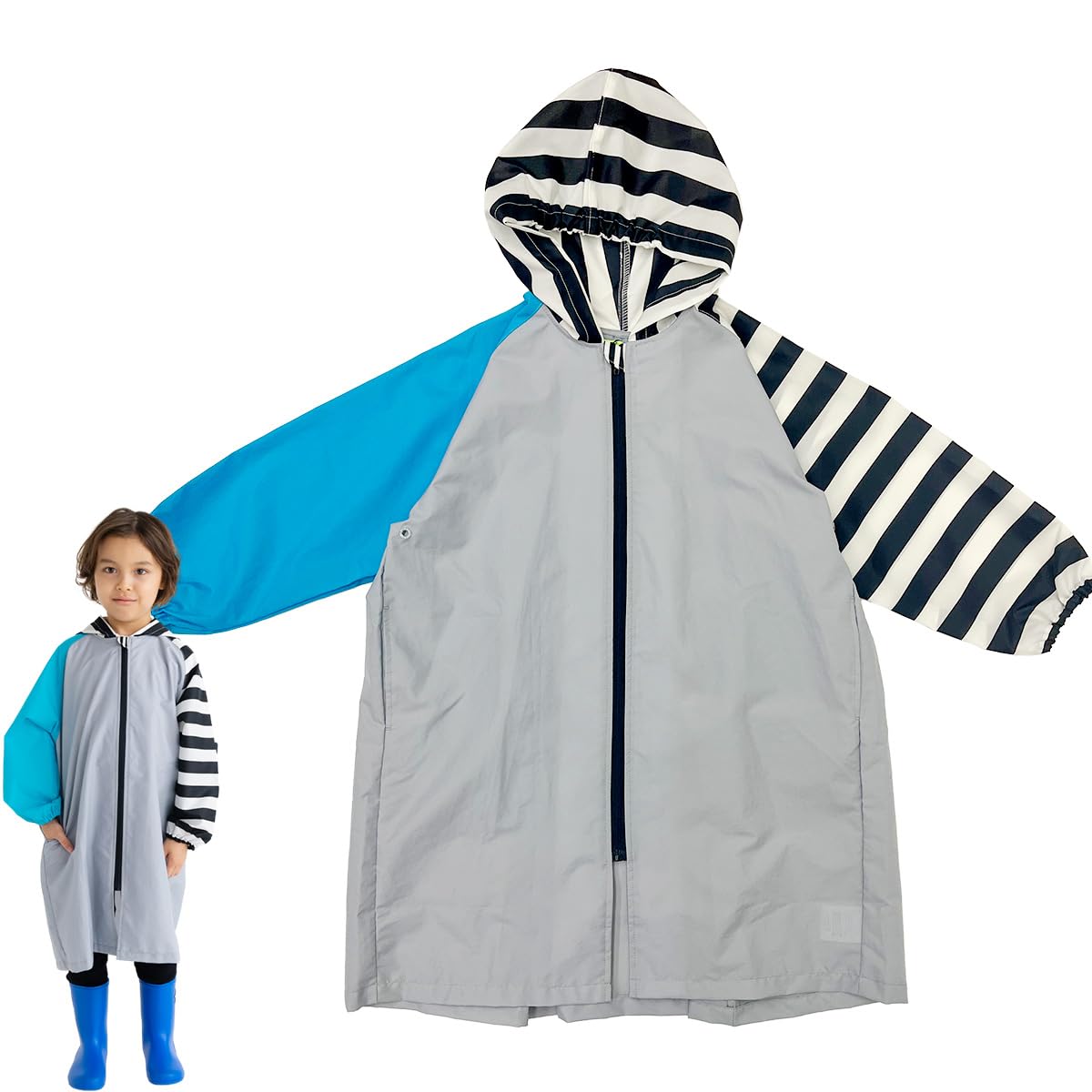 

Дождевик для рюкзака для мальчиков и 140 [ZAIDEA] детей, совместимый, пончо, компактный, стильный, для девочек, тонкий, компактный, 120, 130, (серый, 140см) серый