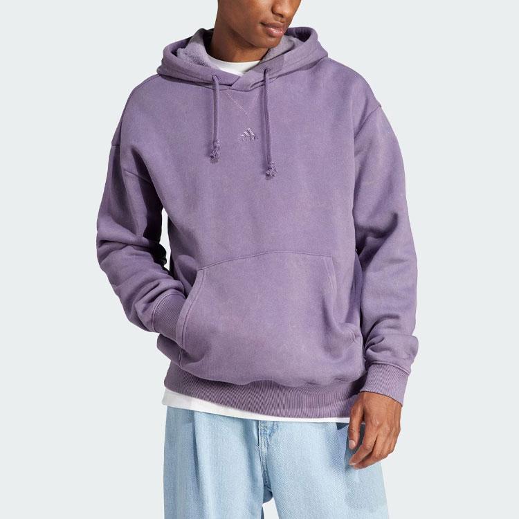 Adidas All Season Garment-Wash Hoodie Men Hoodies Dark-Gray Violet IJ6930