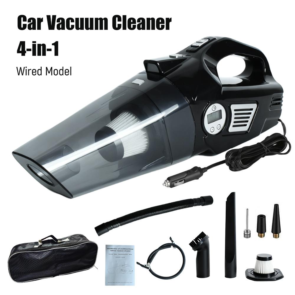 Wireless/Wired Car Vacuum Cleaner Car Tire Inflator Strong Suction Handheld Home Car Vacuum Cleaner Multi-functional with Light Wired