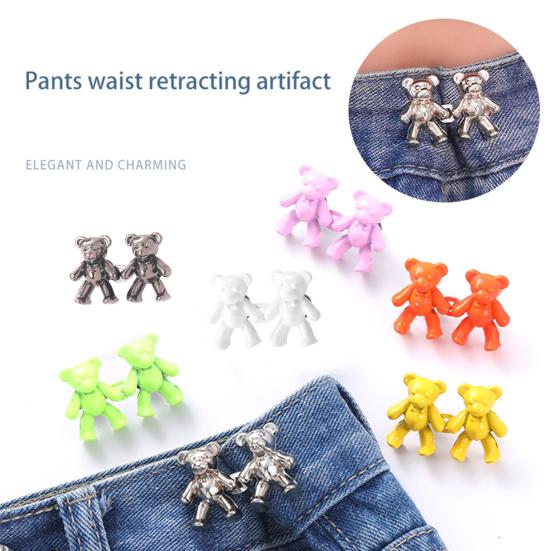 

2Pcs Sewing Buttons Detachable Elegant And Beautiful Lovely Significant Effect Long Lasting Modify Waist Alloy Little Bear Waistline Buttons for Men