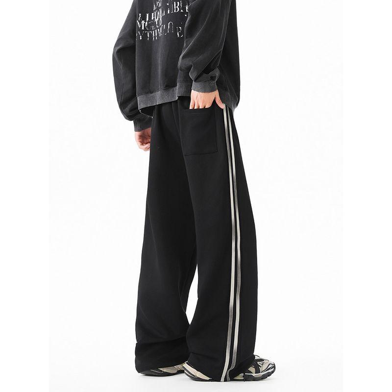 Wassup Trendy Striped Casual Pants for Men, Versatile and Trendy, Youth Vibe, Loose Straight-Leg Sports Sweatpants for Autumn