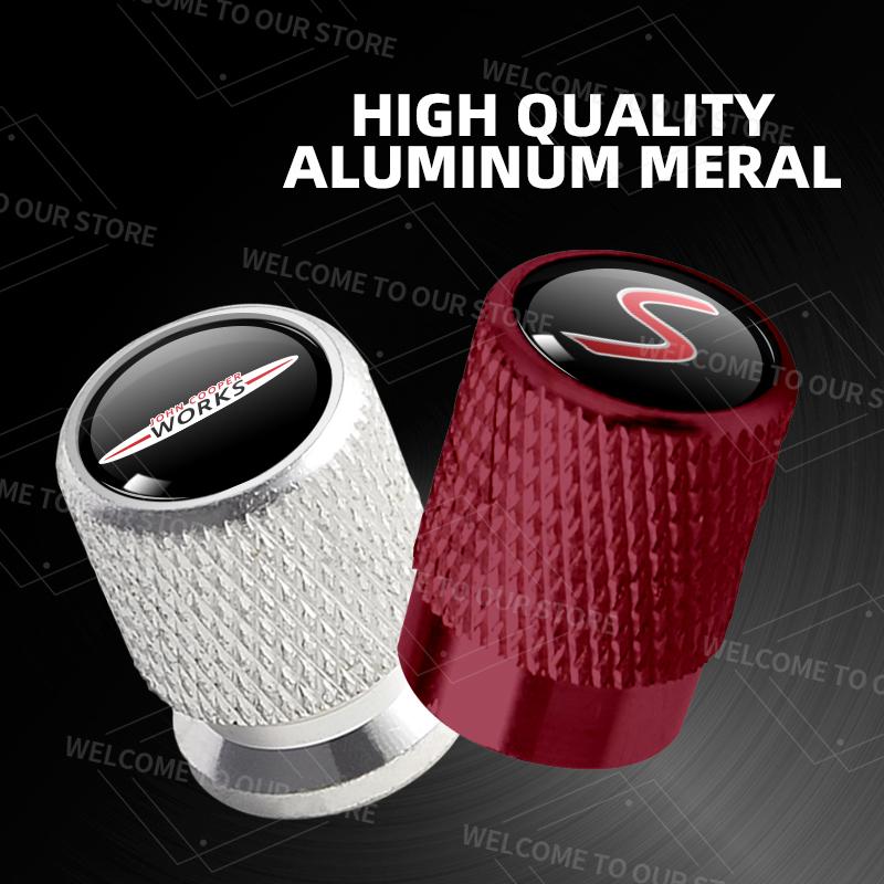4pcs/1set For Mini JCW R50 R55 R56 Cooper S  John Cooper Works S Logo Car Valve Caps Wheel Tires Air Tyre Stem Protective Cover