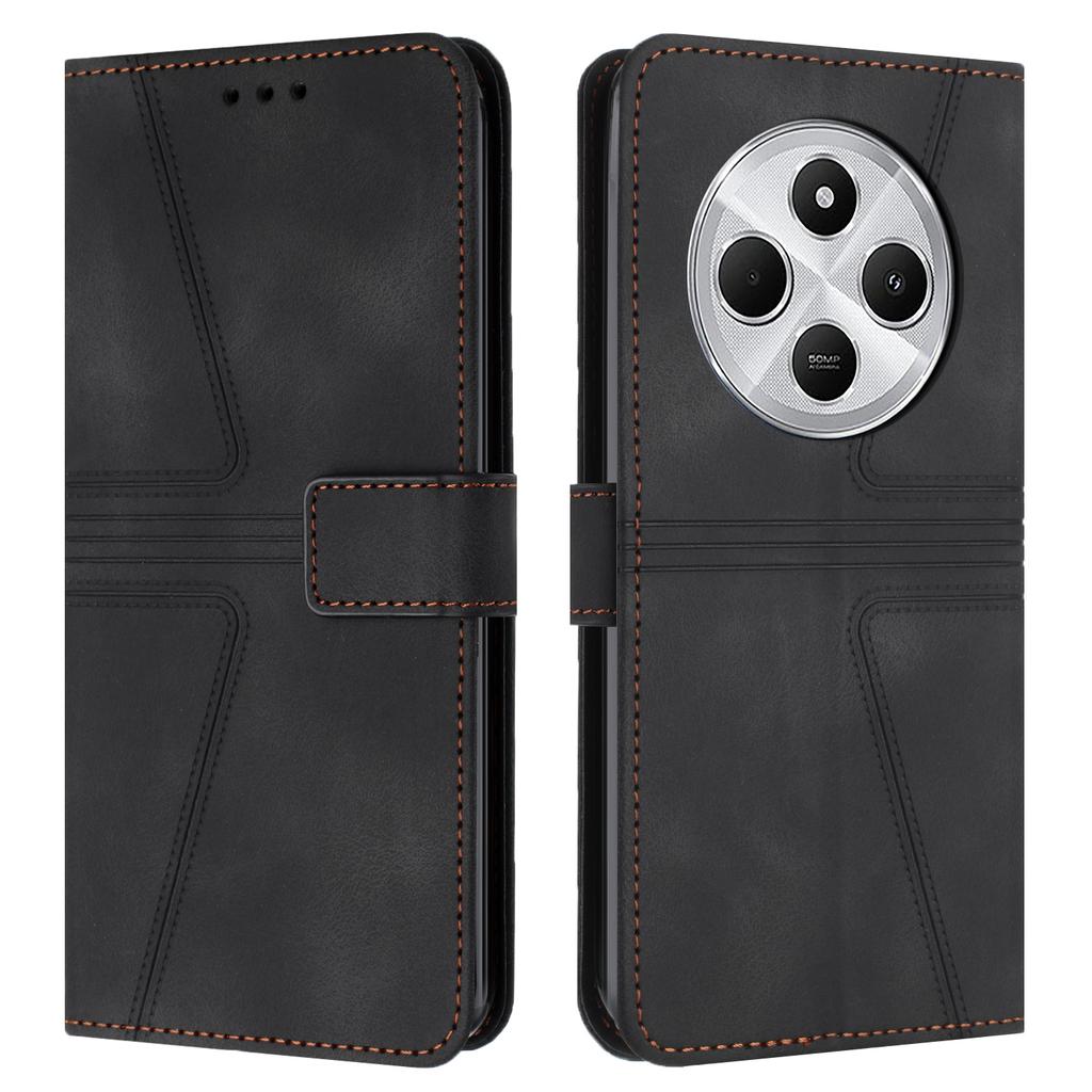 For Xiaomi Poco C75 4G/Redmi 14R 5G/14C 4G Case Triangle Imprinted Anti-Scratch Phone Wallet Cover