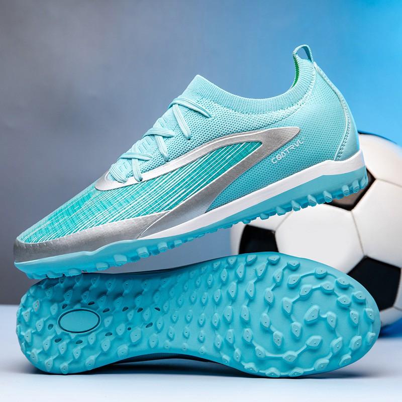 Youth Soccer Cleats Boys Girls Kids Low-Cut AG Studs Rubber Sole PU Fabric Upper Durable Training Football Shoes