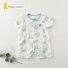 Tongtai Summer Baby Short-Sleeve Closed-Crotch Romper for Boys and Girls, 3-18 Months, Front-Opening Jumpsuit