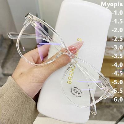 Ponadgabarytowe okulary dla krótkowzroczności Vintage unisex przezroczysta ramka okulary blokujące niebieskie światło damskie okulary dla krótkowzroczności 0 do -6.0
