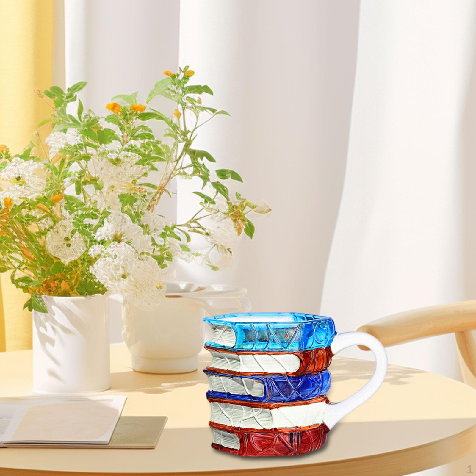 

Стопка книг Кофейная чашка 350 мл Подарки для книжного клуба Новинка Цветной аксессуар для фанатов Clear Handle