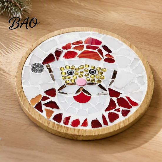 Dekoratives Untersetzer-Herstellungsset Weihnachten Mosaik DIY-Set, Festliches Kunst-Nikolaus-Kranz-Thema Starter-Set Schneemann-Muster, Fliesen-Basteln für Erwachsene, Handgemacht