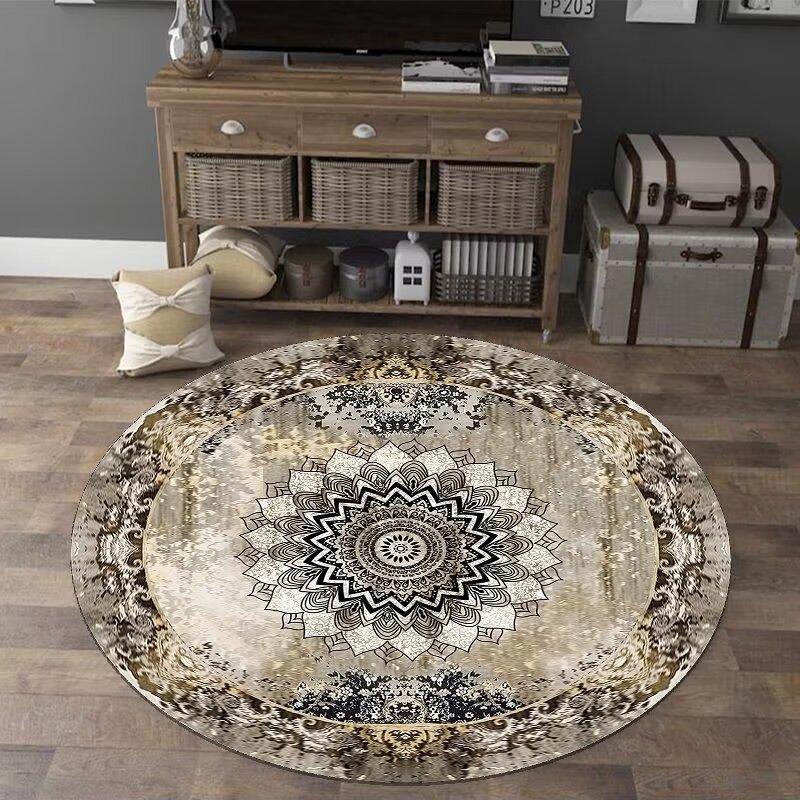 European Style Luxury Round Carpet Home Decoration Living Room Non-slip Large Rugs Bedroom Cloakroom Short Velvet Floor Mats