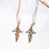 New Necklace Creative Leaf Wrapped Cross Pendant Charm Women's Diamond Clavicle Chain
