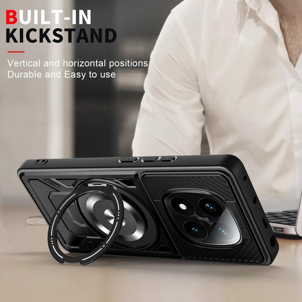 For Xiaomi Redmi Note 14 Pro 4G Magnetic Case Rotating Kickstand TPU+PC Phone Cover