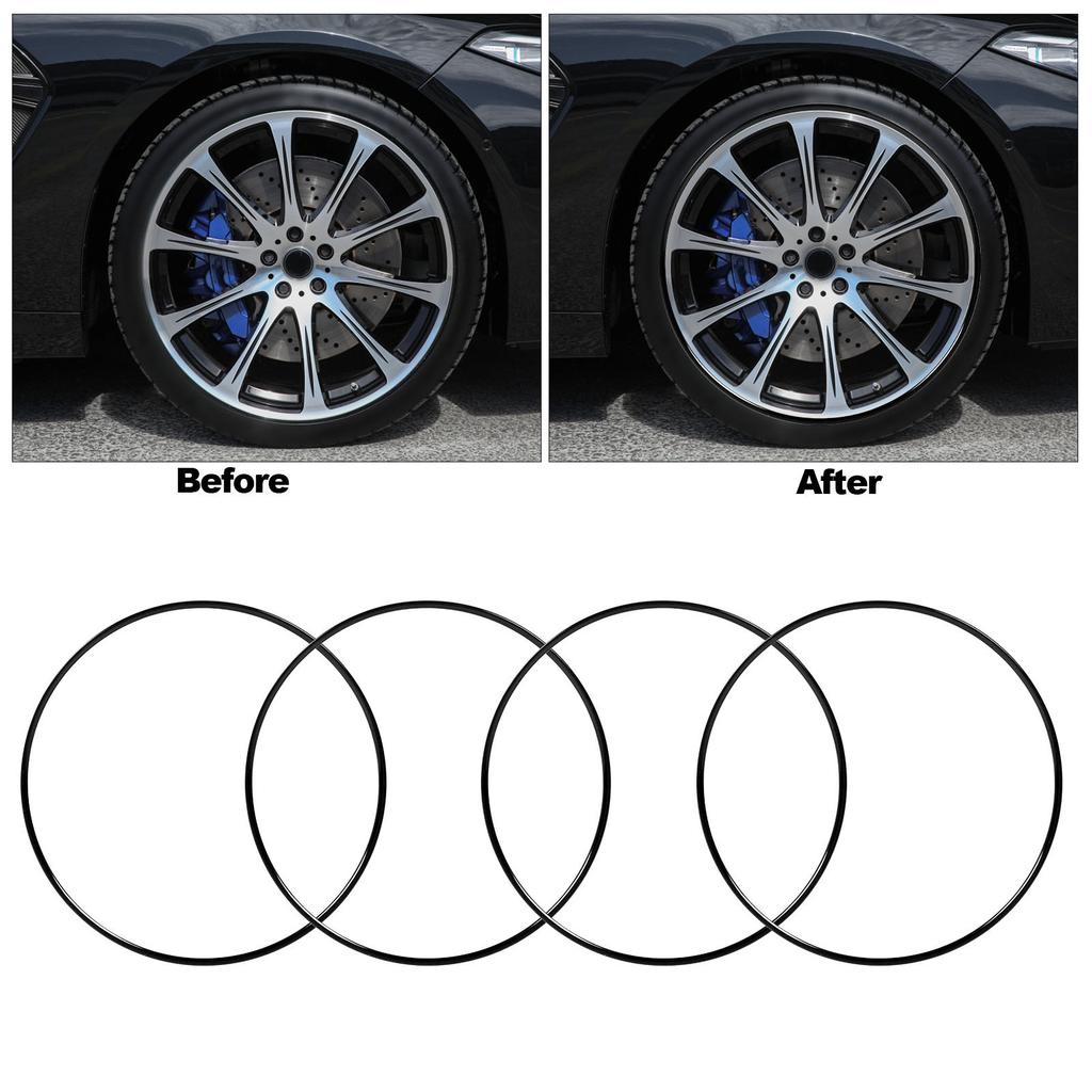 4Pcs 19 Inch Car Wheel Rim Ring Protector Scratch Resistant Self Adhesive Black Decorative Universal Wheel Rim Ring for Cars