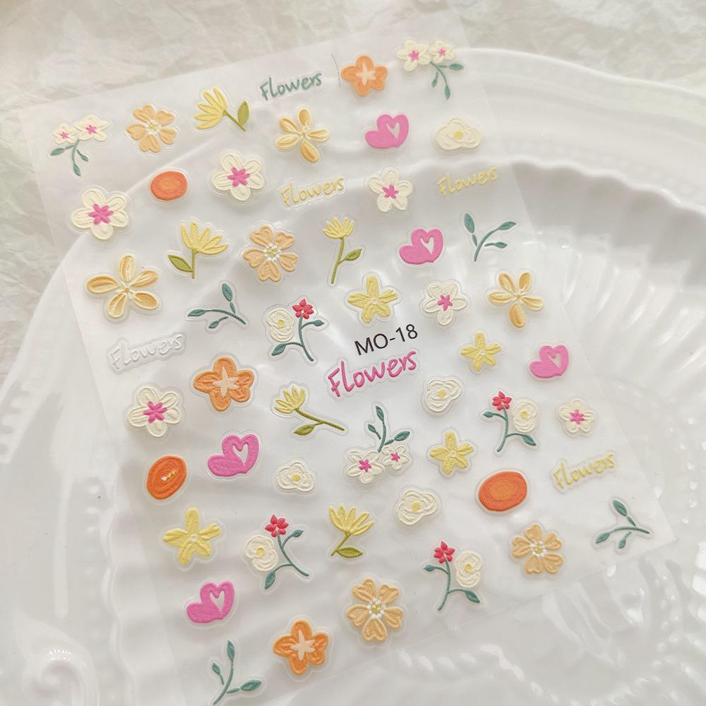 Floral & Cartoon Nail Art Stickers: Flowers, Daisy, Tulips, Rabbit, Love, Butterfly Decals