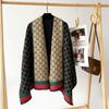 2025 High-End Women's Korean Style Versatile Shawl: Double-Sided, Warm, Imitation Cashmere Scarf with Old Flower Design for Autumn/Winter.