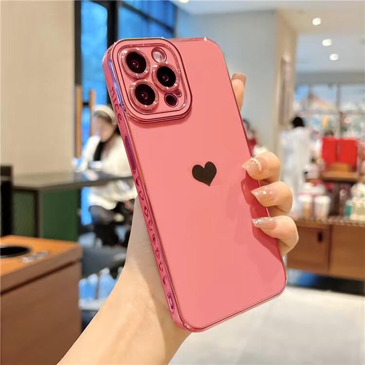 Case For Samsung Galaxy A04s Candy Color Glitter Plating Love Heart Frame Soft TPU Cover For Samsung A04s galaxyA04s Phone Cases