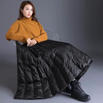 Women's Winter Solid Color High Waist Lightweight Down Skirt Thickened Warm Slim A-line Skirt