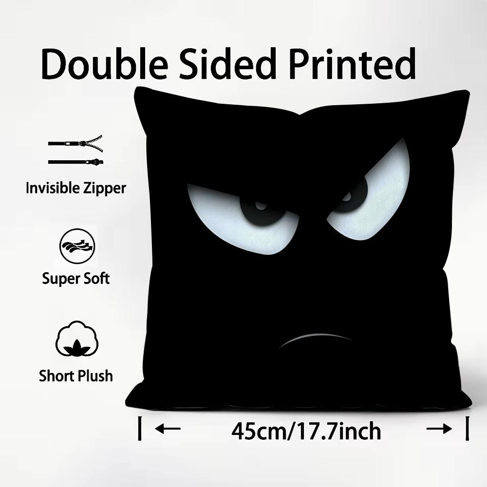 Black Emoticons Cool Cushion Cover Plush Fabric Soft DoubleSided Printed Sofa Warm Winter Home Child Gift Pillow Case