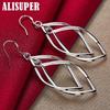 925 Sterling Silver Geometric Surround Twist Drop Earrings Jewelry