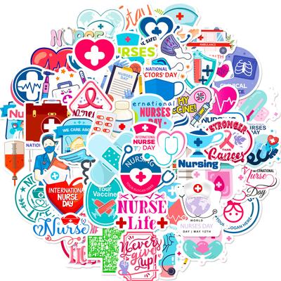 50 Stickers for Injection Nurses and Doctors Children's Picture Recognition Decorative Stickers Repeatedly Paste Waterproof Stickers