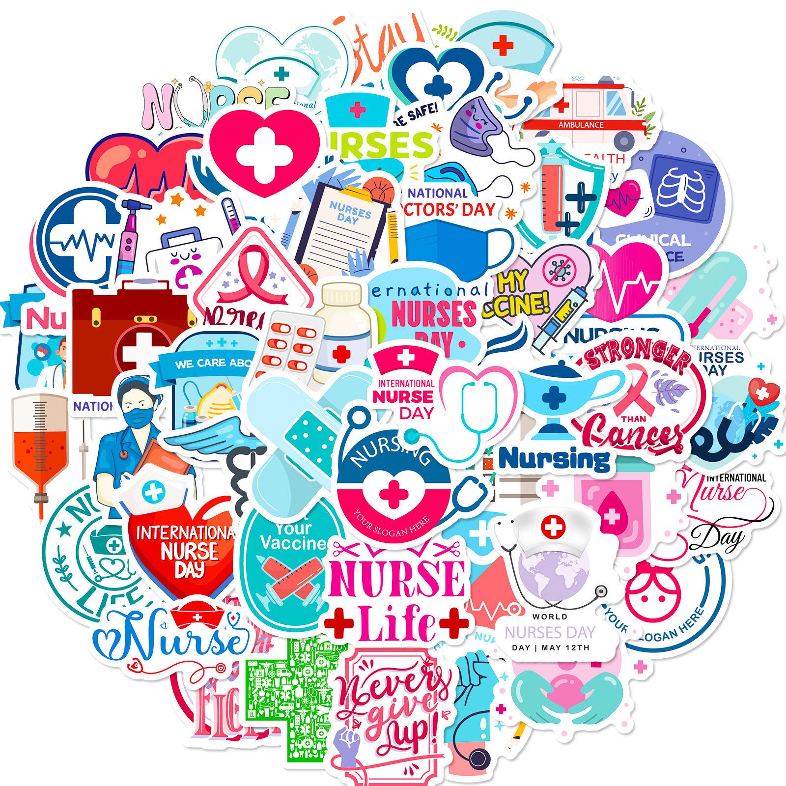 

50 Stickers for Injection Nurses and Doctors Children s Picture Recognition Decorative Stickers Repeatedly Paste Waterproof Stickers