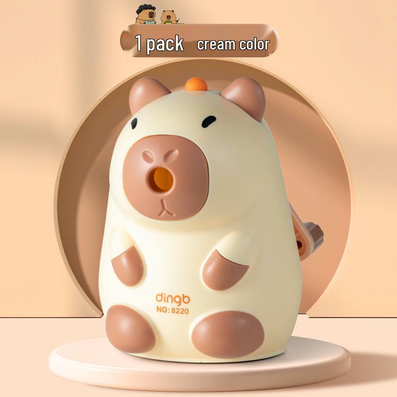 Xiaomeng Capybara Hand-Crank Pencil Sharpener with Automatic Lead Advance - Cute and Boxed, Perfect for Kids' Gifts