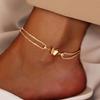 Stainless Steel Metal Double Layer Butterfly Anklet For Women Fashion Gold Color Adjustable Feet Chain Anklet Zircon Gifts