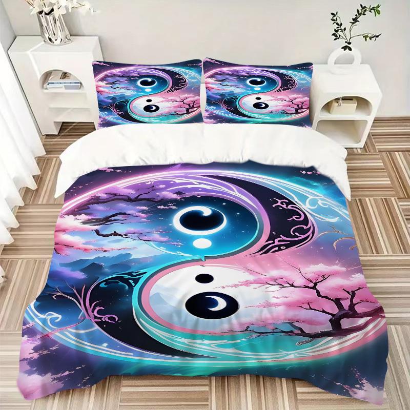 3pcs Yin-Yang Symbol Duvet Cover Set - Machine Washable, Includes 1 Cover and 2 Pillowcases, No Core Included yy251013140